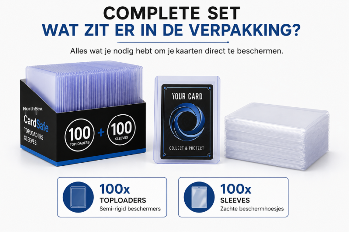 NorthSea CardSafe – 100 Toploaders + 100 Penny Sleeves – 3x4 Kaartbeschermers voor Pokémon, One Piece, Dragon Ball & TCG - High grade - Afbeelding 4