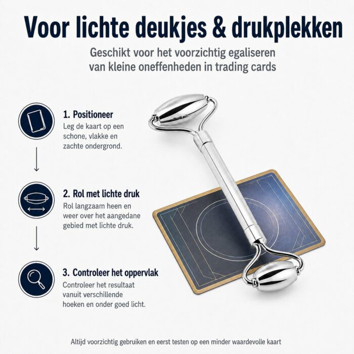 NorthSea RVS TCG Card Repair Roller – Voor O.a. One Piece, DBZ, Pokémon Kaarten – Deukjes, Drukplekken & Golving Egaliseren - Afbeelding 7