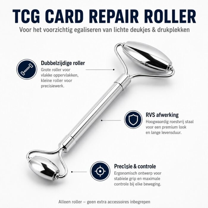 NorthSea RVS TCG Card Repair Roller – Voor O.a. One Piece, DBZ, Pokémon Kaarten – Deukjes, Drukplekken & Golving Egaliseren - Afbeelding 6