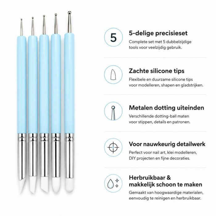 NorthSea CardFix Detail Pro – 5-delige TCG Kaart Repair Tool Set – Silicone Tips & Dotting Balls Voor Pokémon & One Piece - Afbeelding 4