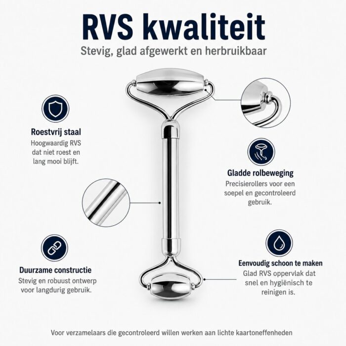 NorthSea RVS TCG Card Repair Roller – Voor O.a. One Piece, DBZ, Pokémon Kaarten – Deukjes, Drukplekken & Golving Egaliseren - Afbeelding 3