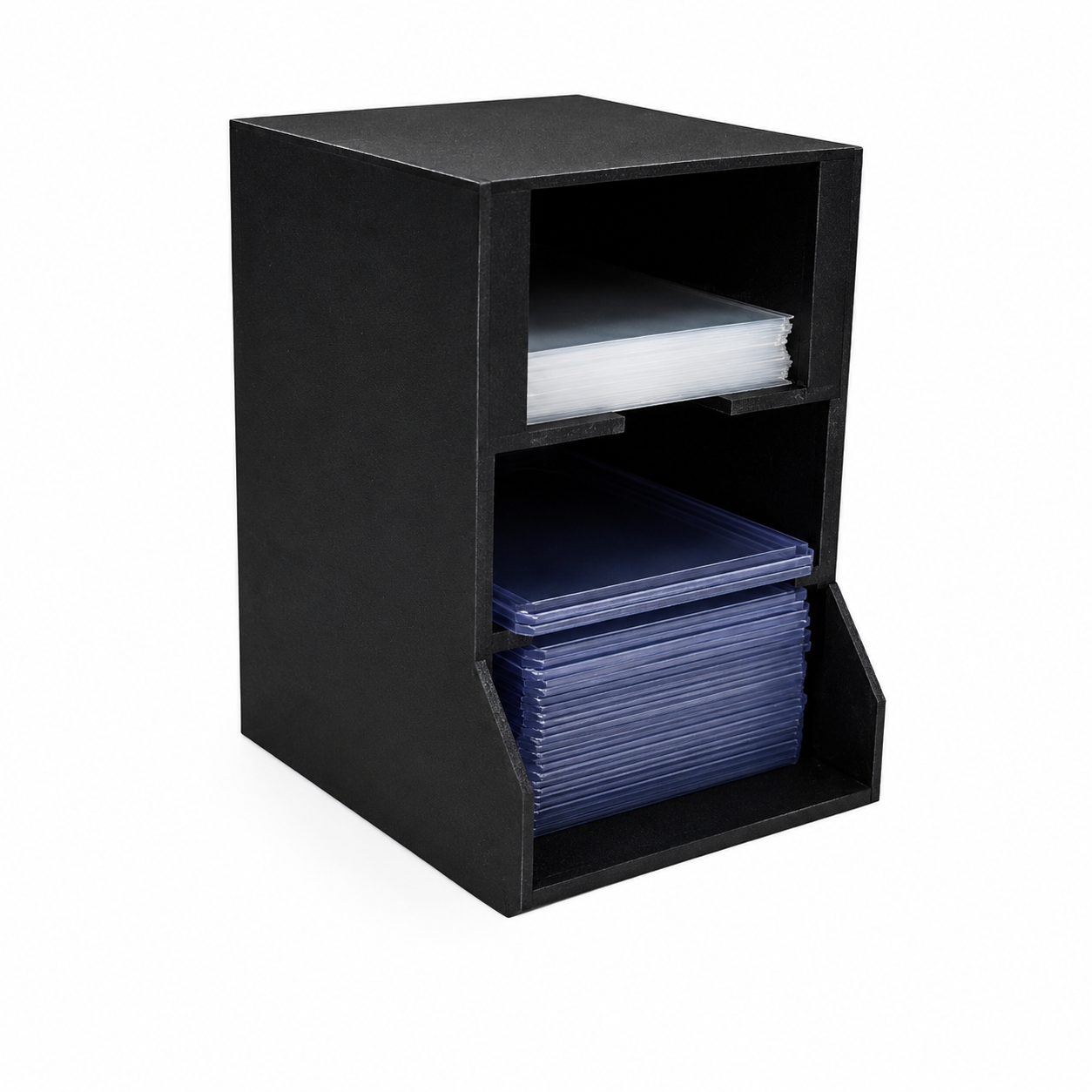 3D (2) NorthSeaTCG Card Organizer – 3-laags Opbergstandaard voor Sleeves & Toploaders – TCG Kaartenhouder – Zwart - Afbeelding 1