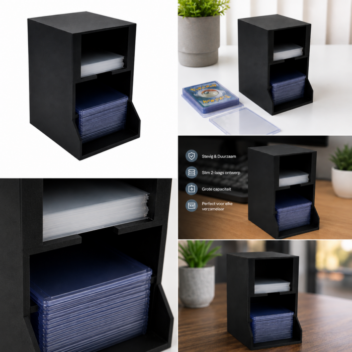 NorthSeaTCG Card Organizer – 3-laags Opbergstandaard voor Sleeves & Toploaders – TCG Kaartenhouder – Zwart - Afbeelding 2