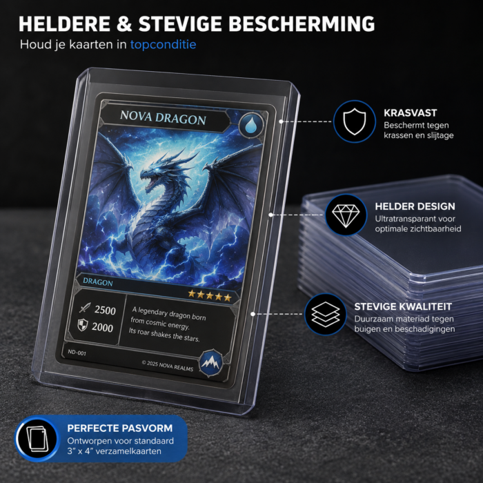 NorthSea CardGuard T25 – 25 Transparante 3x4 Inch Toploaders voor Trading Cards & Verzamelkaarten - Afbeelding 2