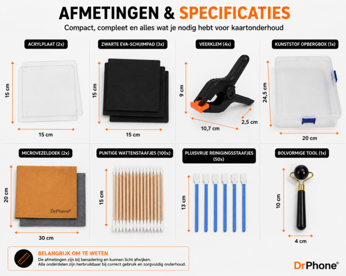 NorthSea CardRestore Pro – TCG Kaart Reparatie- en Reinigingsset – Acryl Perssysteem – 163-delig - Afbeelding 6