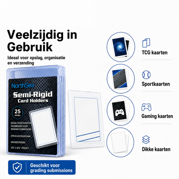 NorthSea CardSafe Semi-Rigid Card Holders 25 Stuks – TCG Kaarthouders voor PSA BGS CGC SGC Grading - Afbeelding 5
