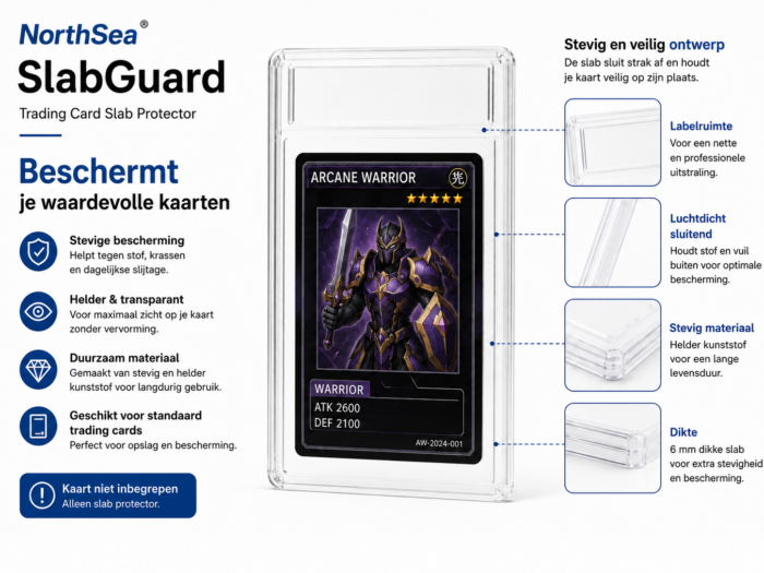 NorthSea SlabGuard 35PT – Trading Card Slab Protector met Display Stand – Transparante Kaarthouder - Afbeelding 6