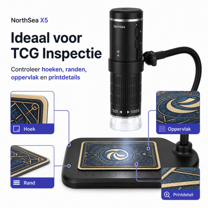 NorthSea X5 – WiFi Digitale Microscoop voor TCG Kaartinspectie – 1080p – Tot 1000x – iOS & Android - Afbeelding 3