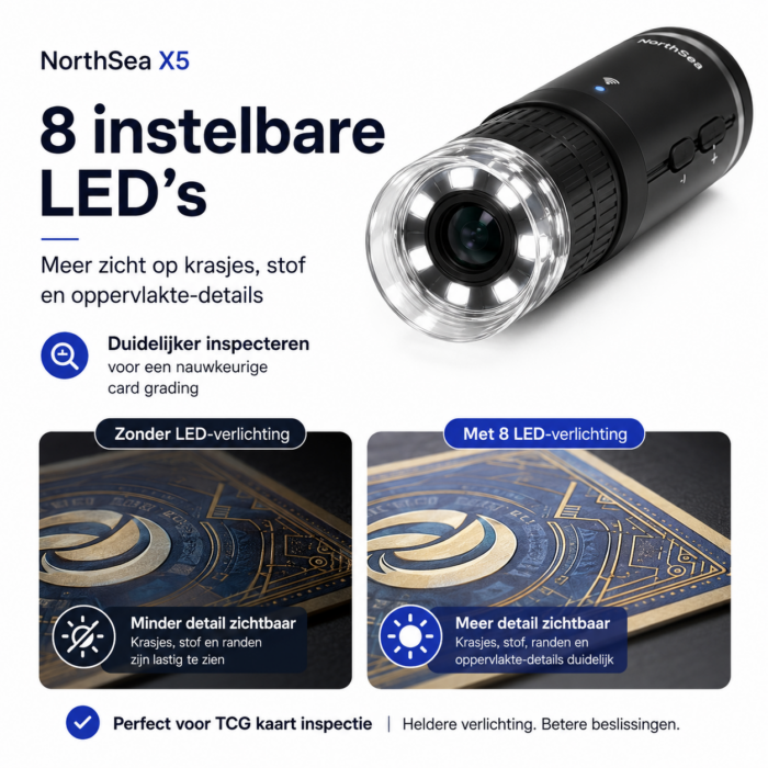 NorthSea X5 – WiFi Digitale Microscoop voor TCG Kaartinspectie – 1080p – Tot 1000x – iOS & Android - Afbeelding 6