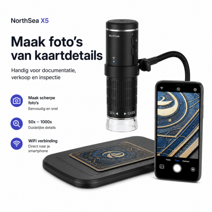 NorthSea X5 – WiFi Digitale Microscoop voor TCG Kaartinspectie – 1080p – Tot 1000x – iOS & Android - Afbeelding 8