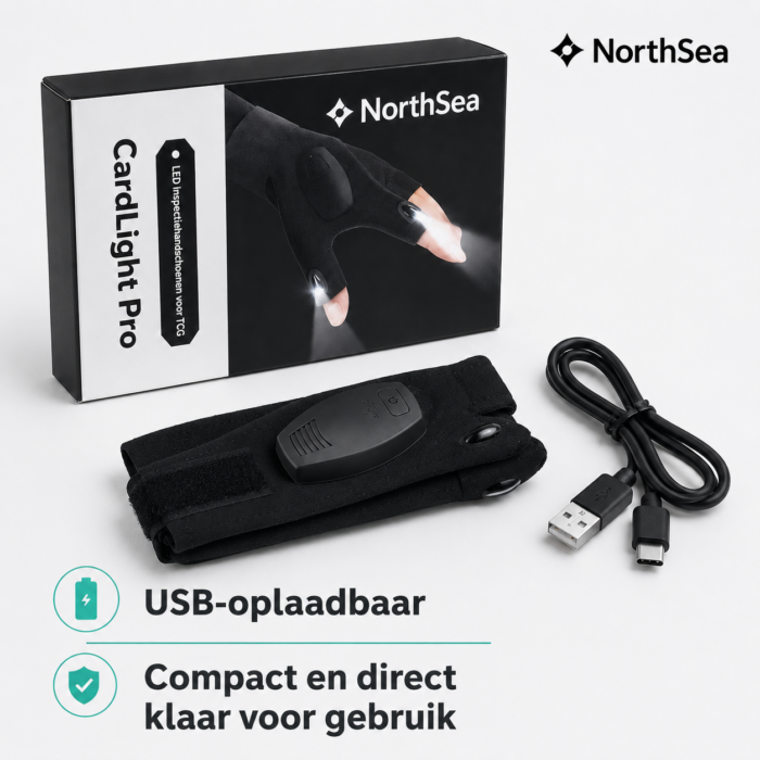 NorthSea CardLight Pro – LED Inspectiehandschoenen voor TCG Kaarten – Handsfree Kaartinspectie – Oplaadbaar - Afbeelding 9