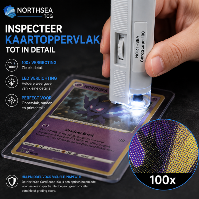 NorthSea CardScope 100 – TCG Pocket Microscoop 100x met LED – Kaartinspectie voor Randen, Hoeken & Oppervlak - Afbeelding 3