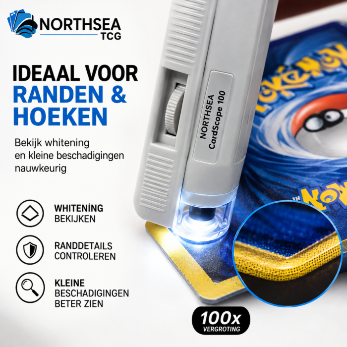 NorthSea CardScope 100 – TCG Pocket Microscoop 100x met LED – Kaartinspectie voor Randen, Hoeken & Oppervlak - Afbeelding 4