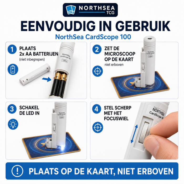 NorthSea CardScope 100 – TCG Pocket Microscoop 100x met LED – Kaartinspectie voor Randen, Hoeken & Oppervlak - Afbeelding 7