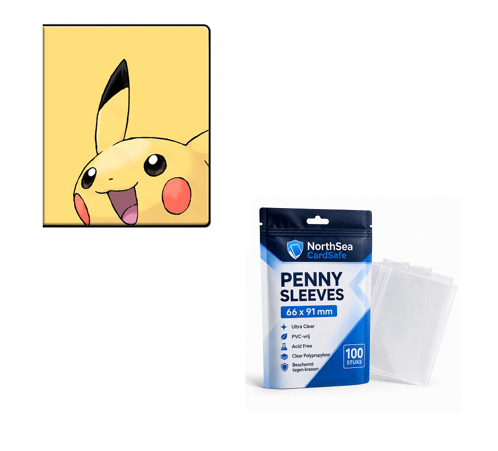 NorthSeaTCG Pikachu Collector Voordeelpakket Ultra PRO Pikachu 4-Pocket Portfolio + NorthSea CardSafe Penny Sleeves 66 × 91 mm - Afbeelding 1