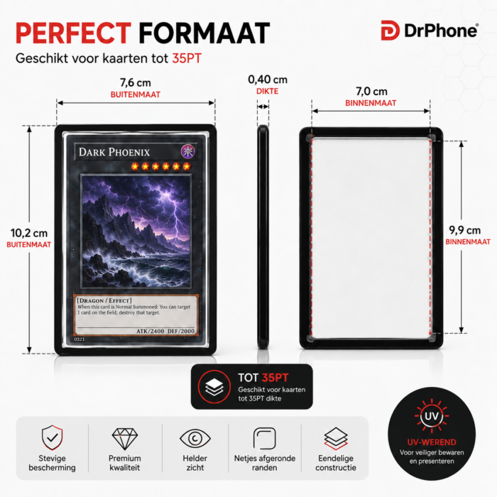 NorthSea CardGuard Black 35PT – 25x 3x4 Inch TCG Toploaders – Zwarte Kaartbeschermers voor Pokémon & Trading Cards - Afbeelding 6