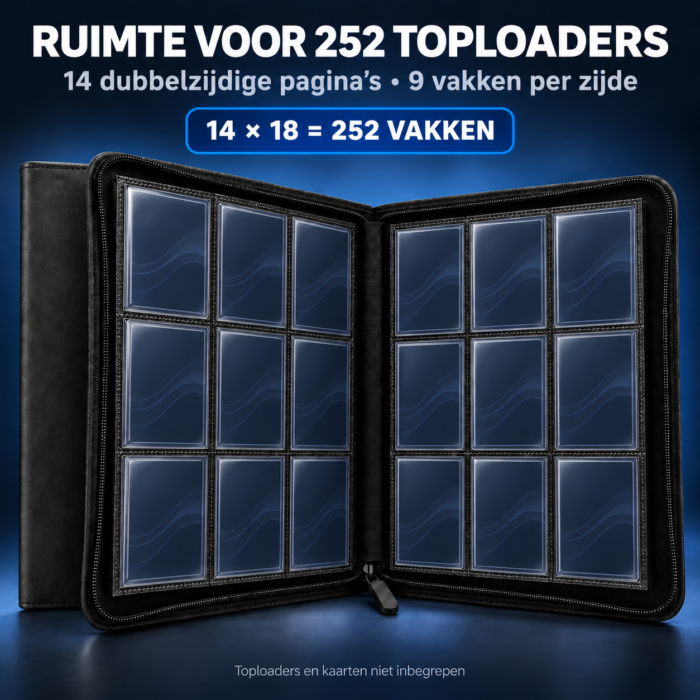 NorthSeaTCG ToploaderVault 252 – Toploader Binder met Ritssluiting – 252 Vakken – PU-Leder – Zwart - Afbeelding 2