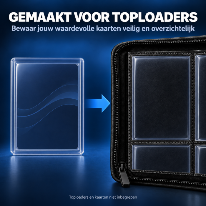 NorthSeaTCG ToploaderVault 252 – Toploader Binder met Ritssluiting – 252 Vakken – PU-Leder – Zwart - Afbeelding 3