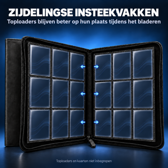 NorthSeaTCG ToploaderVault 252 – Toploader Binder met Ritssluiting – 252 Vakken – PU-Leder – Zwart - Afbeelding 4