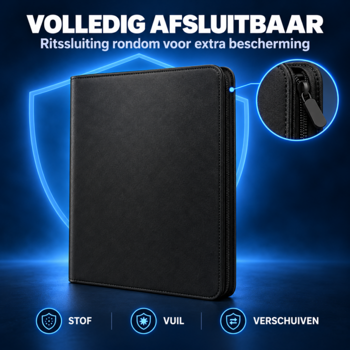 NorthSeaTCG ToploaderVault 252 – Toploader Binder met Ritssluiting – 252 Vakken – PU-Leder – Zwart - Afbeelding 5