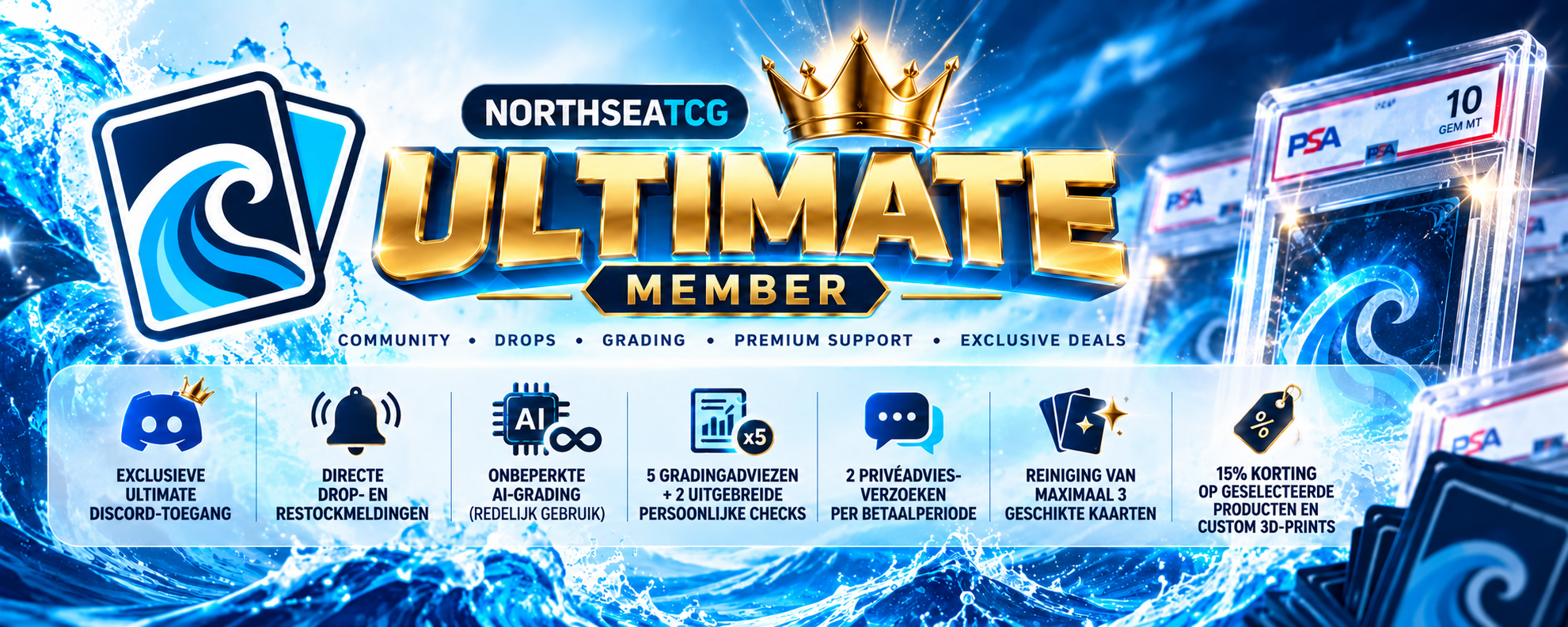 NorthSeaTCG Ultimate Member voordelen en uitgebreide persoonlijke gradinghulp